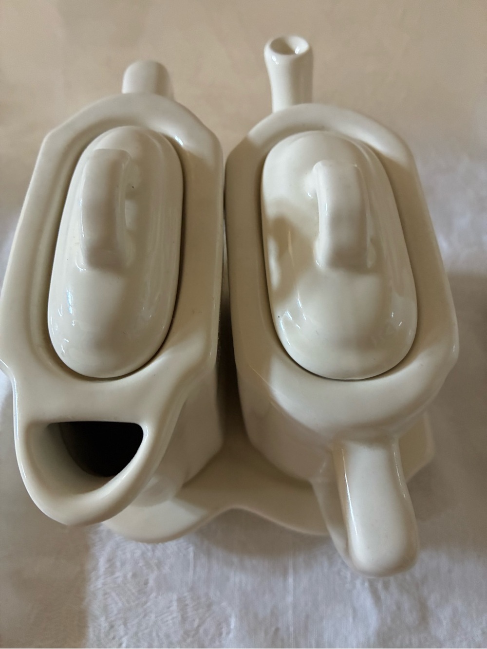 Restoration Hardware "Tea for Two" VTG 2021 white stoneware tea Set with Tray